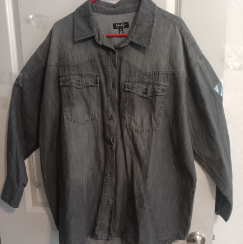 JESSICA SIMPSON XL BUTTON DOWN MORE LIKE JEAN MATERIAL NWOT